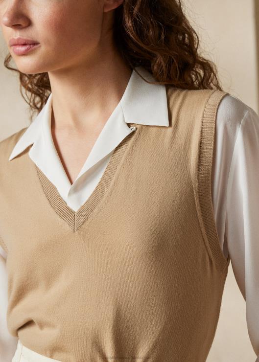 chaleco de lana merino mujer bronceado de lujo Ralph Lauren 2XR2V3544