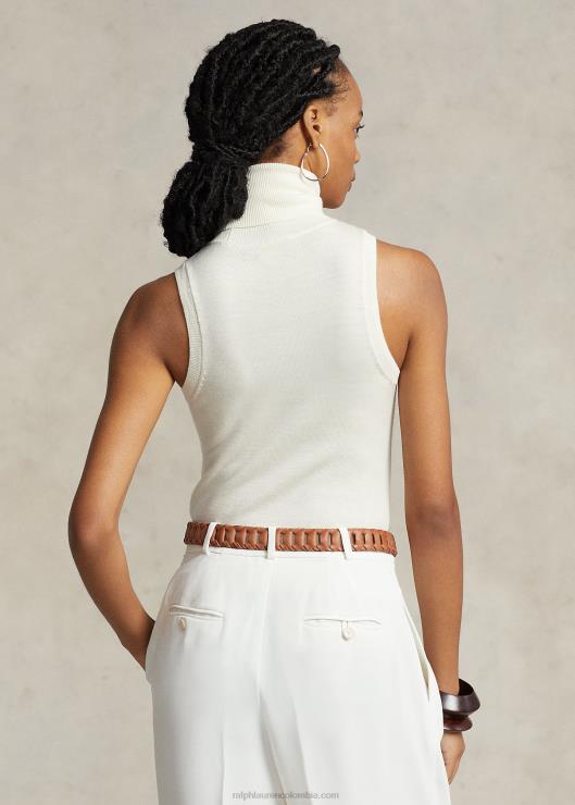cuello alto sin mangas de lana mujer crema de pergamino Ralph Lauren 2XR2V3159