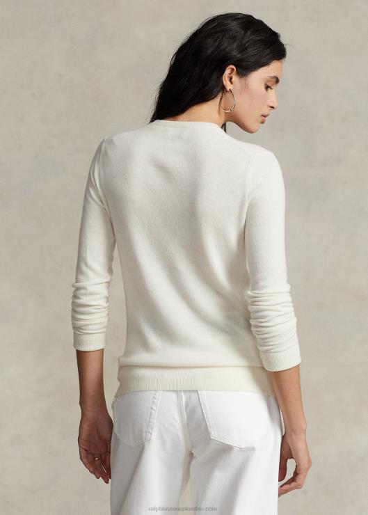 jersey de cachemir con cuello redondo mujer crema Ralph Lauren 2XR2V9180
