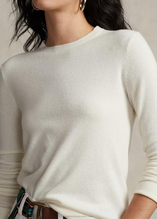 jersey de cachemir con cuello redondo mujer crema Ralph Lauren 2XR2V9180
