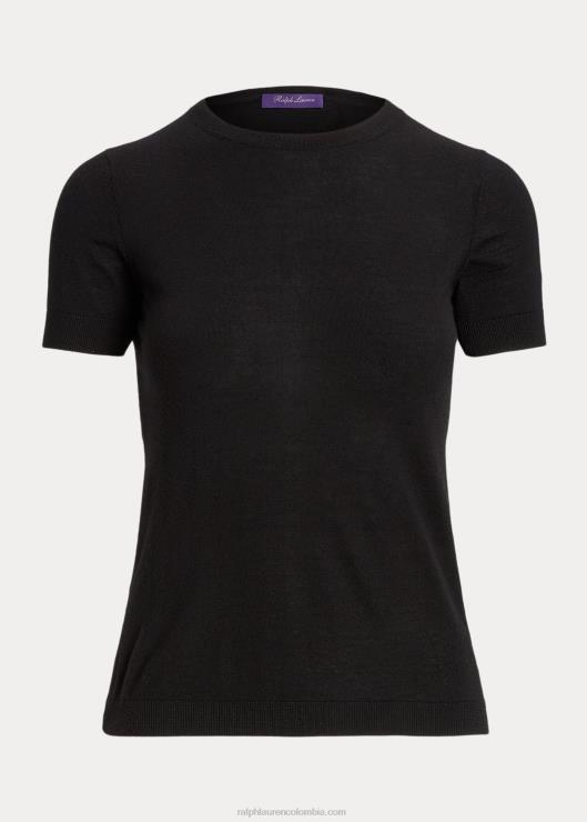 jersey de cachemir de manga corta mujer negro Ralph Lauren 2XR2V3533