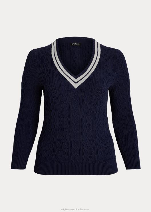 jersey de críquet tejido de ochos mujer azul marino refinado/crema Ralph Lauren 2XR2V4640