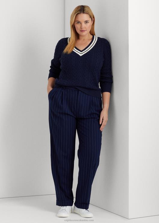 jersey de críquet tejido de ochos mujer azul marino refinado/crema Ralph Lauren 2XR2V4640