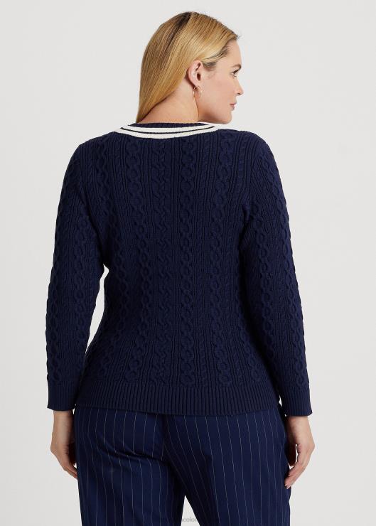 jersey de críquet tejido de ochos mujer azul marino refinado/crema Ralph Lauren 2XR2V4640
