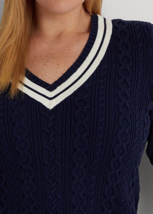 jersey de críquet tejido de ochos mujer azul marino refinado/crema Ralph Lauren 2XR2V4640