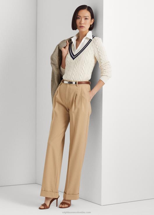 jersey de críquet tejido de ochos mujer crema mascarpone/azul marino Ralph Lauren 2XR2V4005