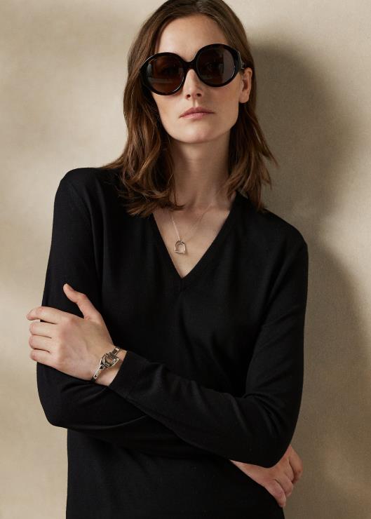 jersey de lana de manga larga con cuello de pico mujer negro Ralph Lauren 2XR2V9125