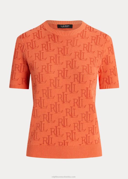 jersey de manga corta con monograma en jacquard mujer cañón naranja Ralph Lauren 2XR2V3787