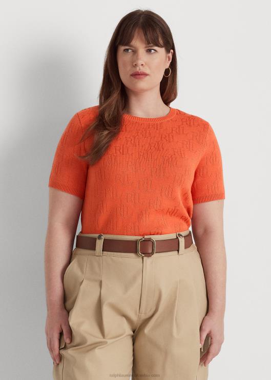 jersey de manga corta con monograma en jacquard mujer cañón naranja Ralph Lauren 2XR2V4502