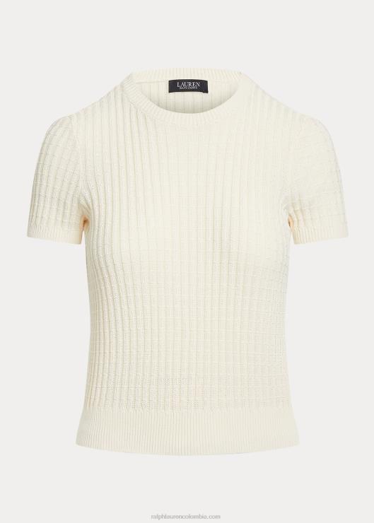 jersey de manga corta de lino y algodón mujer crema de mascarpone Ralph Lauren 2XR2V4824