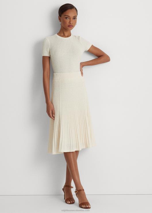 jersey de manga corta de lino y algodón mujer crema de mascarpone Ralph Lauren 2XR2V4824