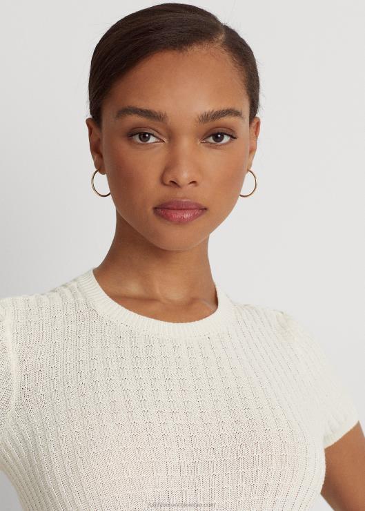jersey de manga corta de lino y algodón mujer crema de mascarpone Ralph Lauren 2XR2V4824
