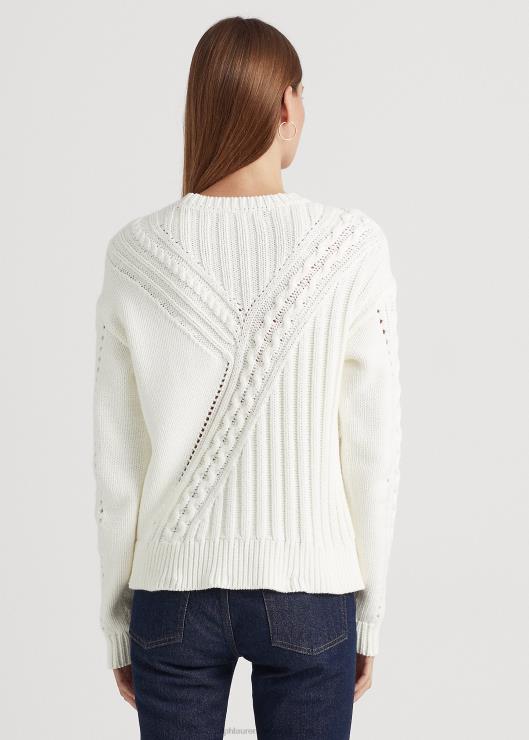 jersey de mezcla de algodón con cuello redondo mujer blanco Ralph Lauren 2XR2V9544
