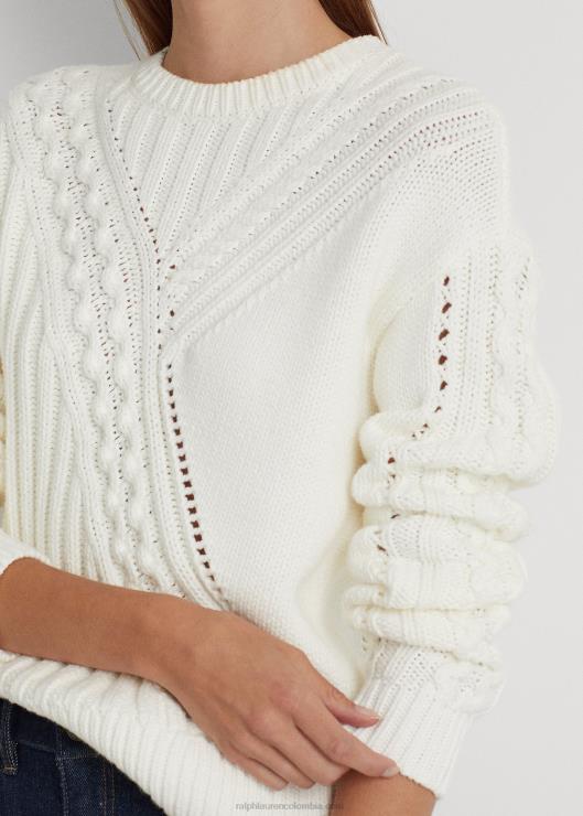 jersey de mezcla de algodón con cuello redondo mujer blanco Ralph Lauren 2XR2V9544