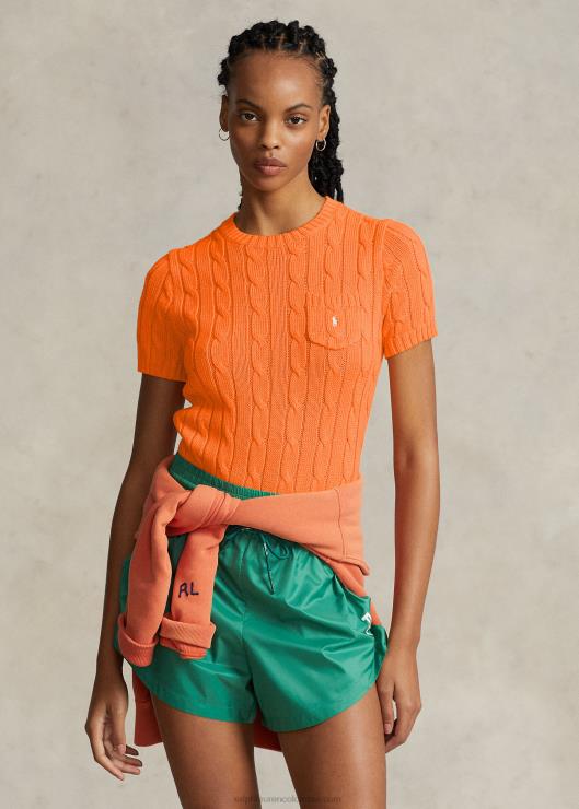 jersey de ochos de algodón de manga corta mujer naranja justa Ralph Lauren 2XR2V2896
