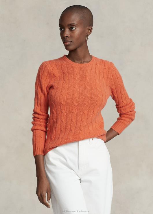 jersey de ochos de cachemir mujer cielo del atardecer Ralph Lauren 2XR2V9115