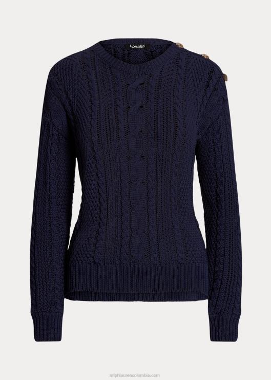 jersey de punto de aran mujer azul marino refinado Ralph Lauren 2XR2V4857