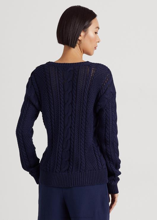 jersey de punto de aran mujer azul marino refinado Ralph Lauren 2XR2V4857