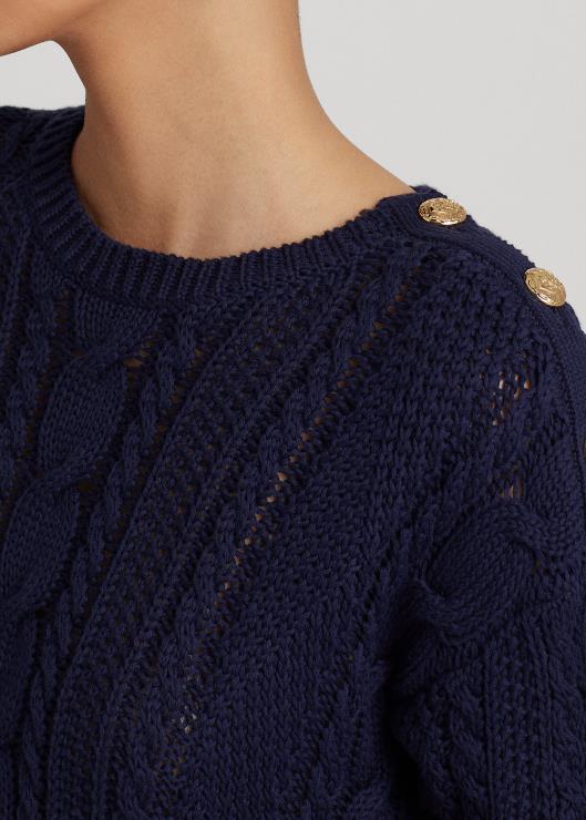 jersey de punto de aran mujer azul marino refinado Ralph Lauren 2XR2V4857