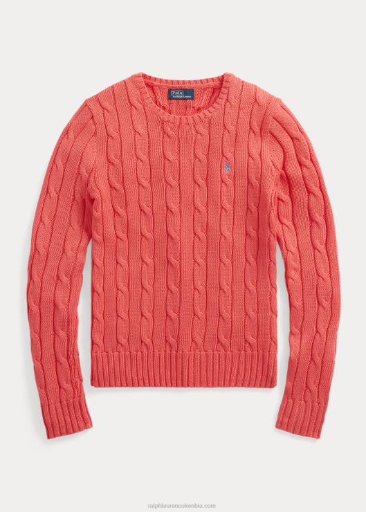 jersey de punto de ochos con cuello redondo mujer coral rubí Ralph Lauren 2XR2V9092