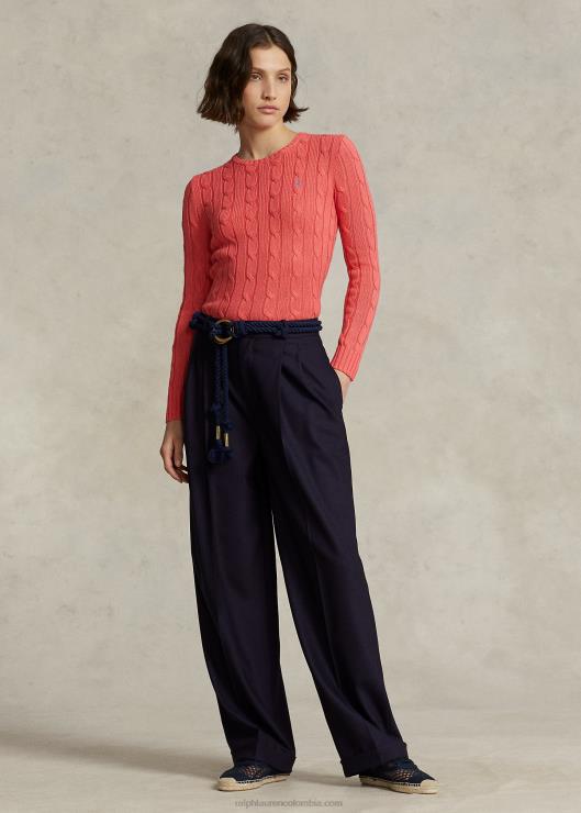 jersey de punto de ochos con cuello redondo mujer coral rubí Ralph Lauren 2XR2V9092