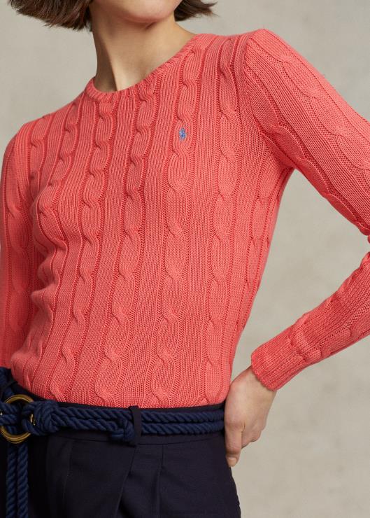 jersey de punto de ochos con cuello redondo mujer coral rubí Ralph Lauren 2XR2V9092