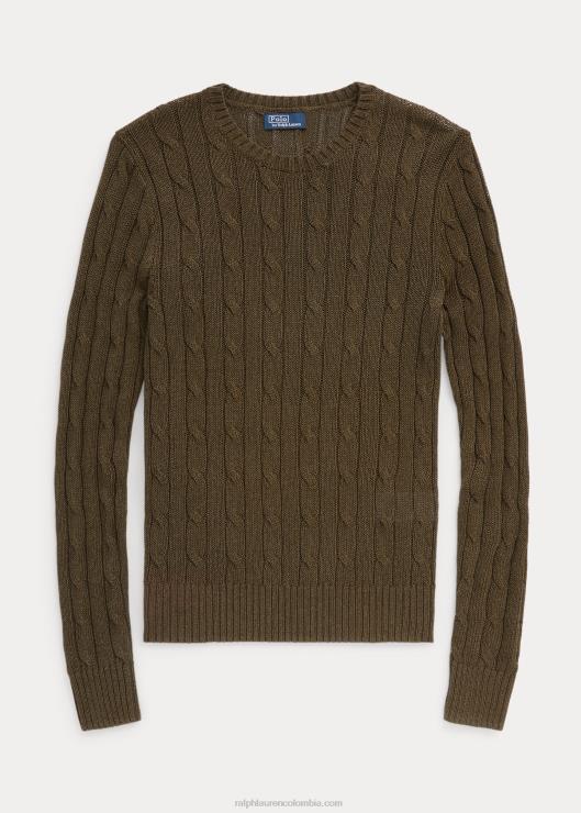 jersey de punto de ochos con cuello redondo mujer dosel de oliva Ralph Lauren 2XR2V9166