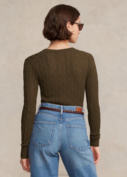jersey de punto de ochos con cuello redondo mujer dosel de oliva Ralph Lauren 2XR2V9166