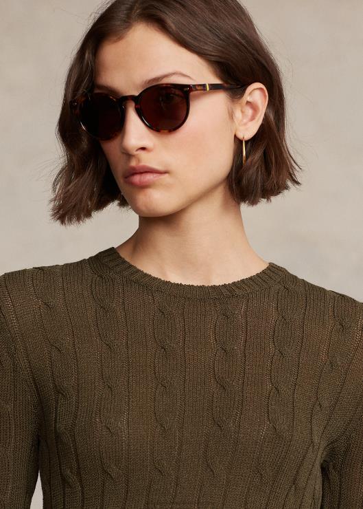 jersey de punto de ochos con cuello redondo mujer dosel de oliva Ralph Lauren 2XR2V9166