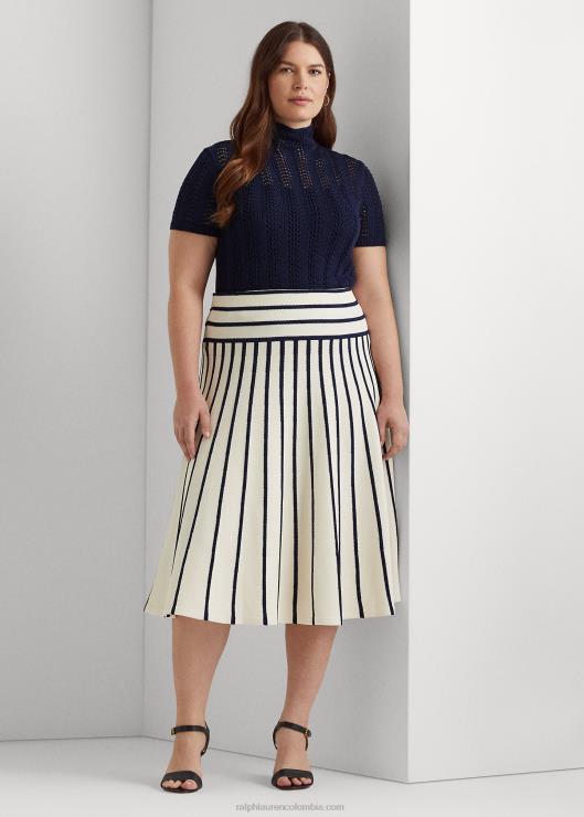 punto de cuello alto de manga corta mujer azul marino refinado Ralph Lauren 2XR2V4696