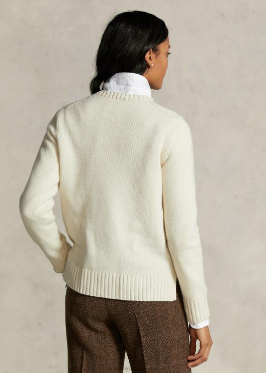 suéter con oso de polo de la colección spelman mujer crema multi Ralph Lauren 2XR2V3322