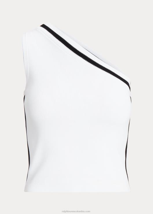 suéter corto de dos tonos con un hombro mujer blanco negro Ralph Lauren 2XR2V3903