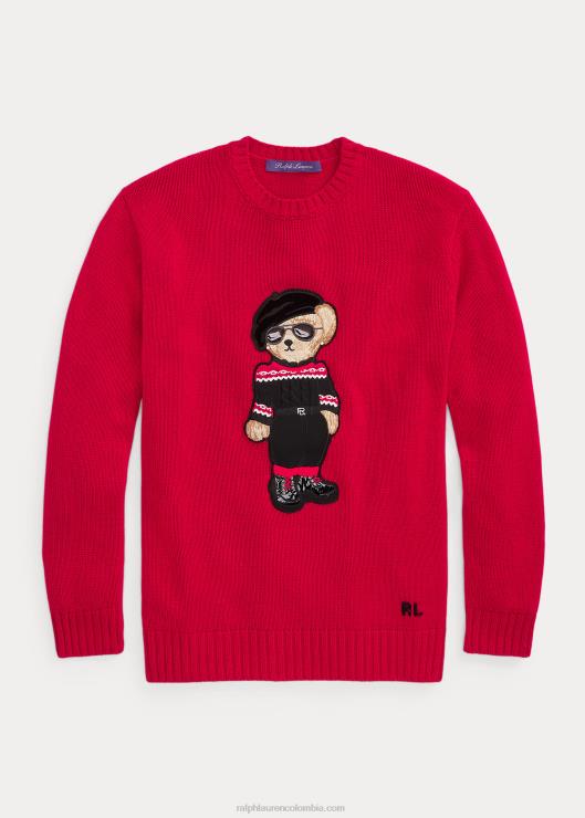 suéter de año nuevo lunar con osito de polo mujer rojo brillante Ralph Lauren 2XR2V9324