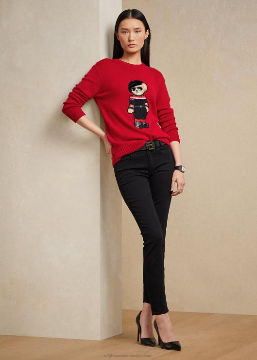 suéter de año nuevo lunar con osito de polo mujer rojo brillante Ralph Lauren 2XR2V9324