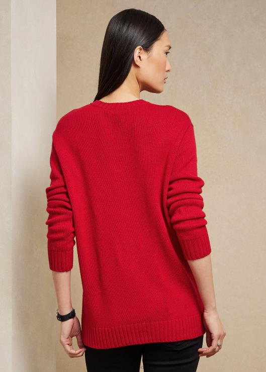 suéter de año nuevo lunar con osito de polo mujer rojo brillante Ralph Lauren 2XR2V9324