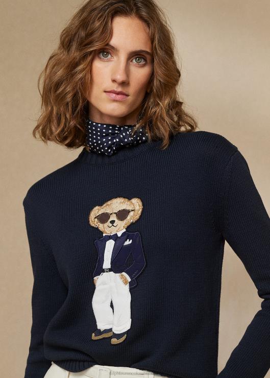 suéter de esmoquin con osito de polo mujer marina de lujo Ralph Lauren 2XR2V3501