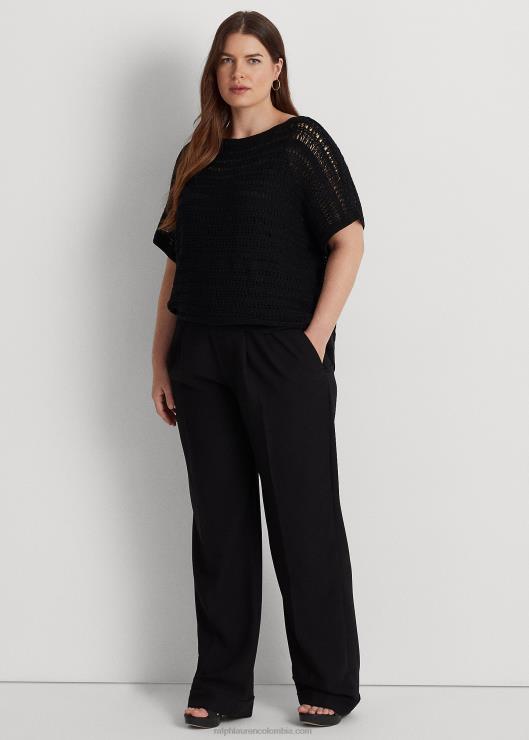 suéter de manga corta de malla de algodón mujer negro Ralph Lauren 2XR2V4538