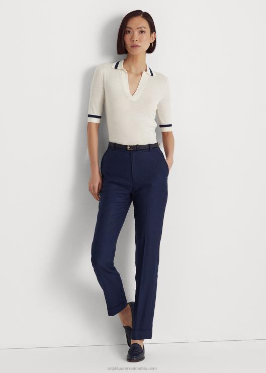 suéter de manga corta en mezcla de seda mujer crema de mascarpone Ralph Lauren 2XR2V4396