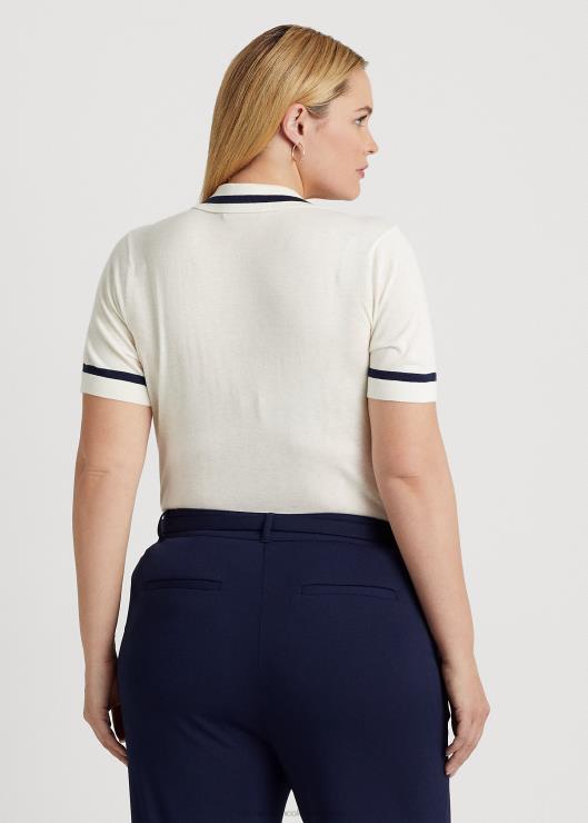 suéter de manga corta en mezcla de seda mujer crema de mascarpone Ralph Lauren 2XR2V4662