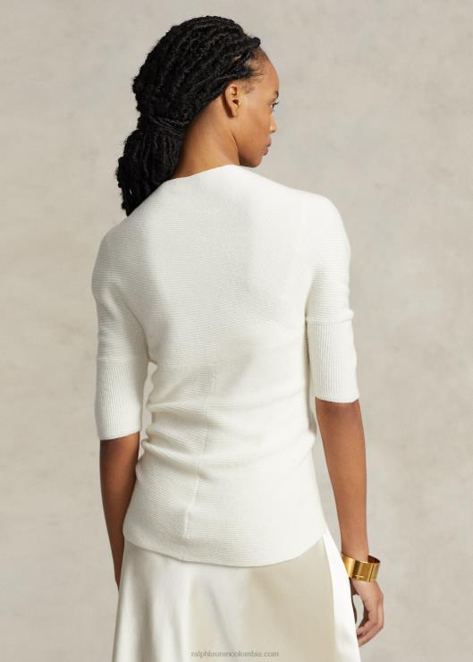 top de punto de canalé de cachemir entrecruzado mujer crema de pergamino Ralph Lauren 2XR2V3204