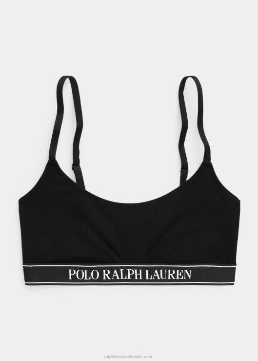 camiseta corta con cuello redondo y logo repetido mujer ónix Ralph Lauren 2XR2V3383