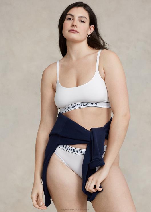 camiseta corta con cuello redondo y logo repetido mujer nube blanca Ralph Lauren 2XR2V3385