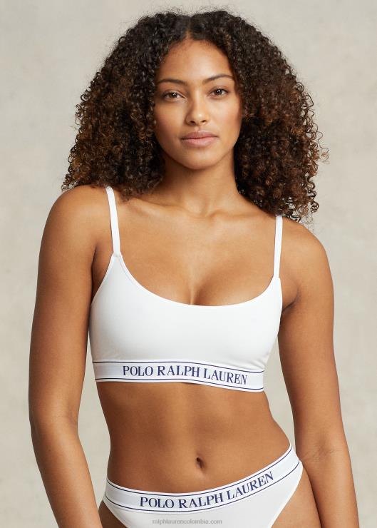 camiseta corta con cuello redondo y logo repetido mujer nube blanca Ralph Lauren 2XR2V3385