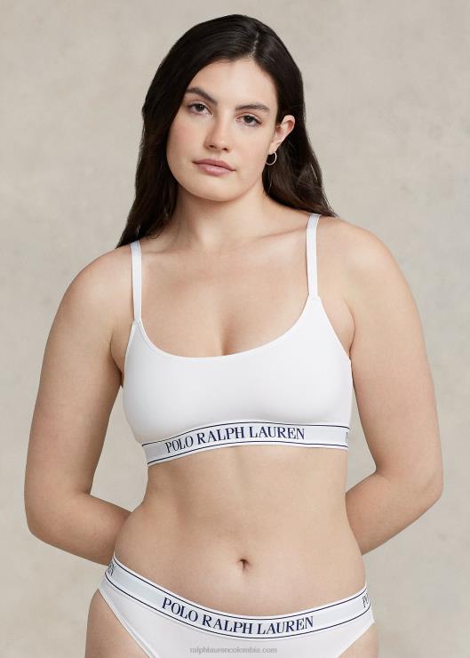 camiseta corta con cuello redondo y logo repetido mujer nube blanca Ralph Lauren 2XR2V3385