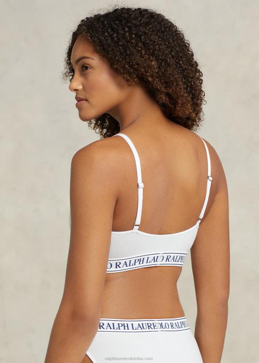 camiseta corta con cuello redondo y logo repetido mujer nube blanca Ralph Lauren 2XR2V3385