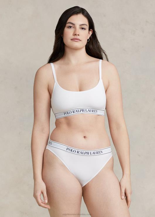 camiseta corta con cuello redondo y logo repetido mujer nube blanca Ralph Lauren 2XR2V3385