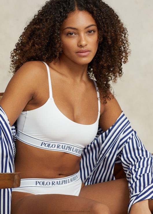 camiseta corta con cuello redondo y logo repetido mujer nube blanca Ralph Lauren 2XR2V3385