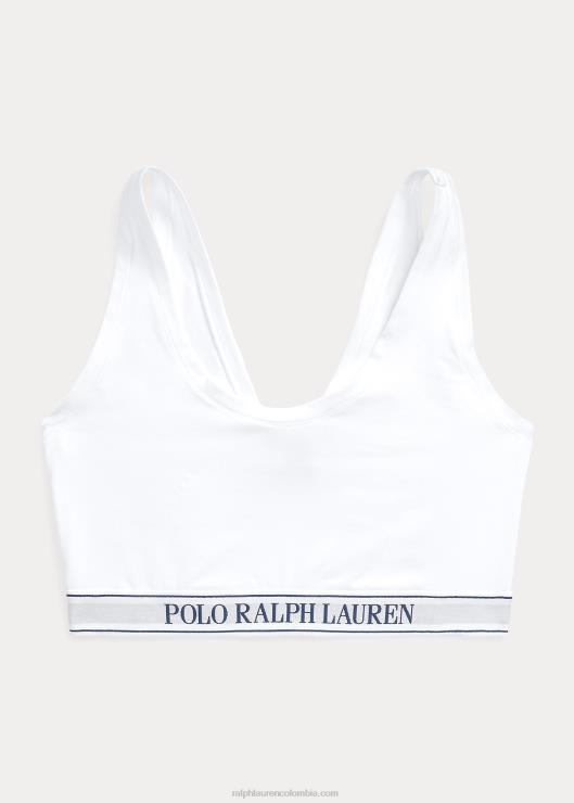 camiseta sin mangas corta con cuello redondo y logo repetido mujer nube blanca Ralph Lauren 2XR2V3389