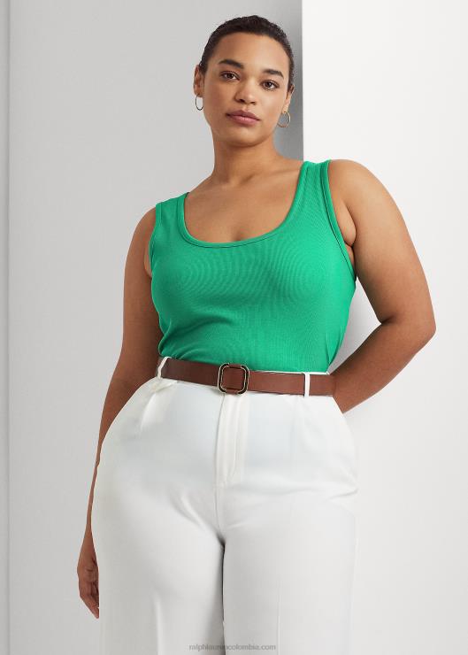 camiseta sin mangas de algodón elástico mujer hoja de palma Ralph Lauren 2XR2V4524