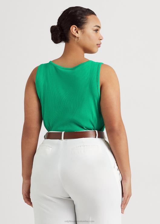 camiseta sin mangas de algodón elástico mujer hoja de palma Ralph Lauren 2XR2V4524